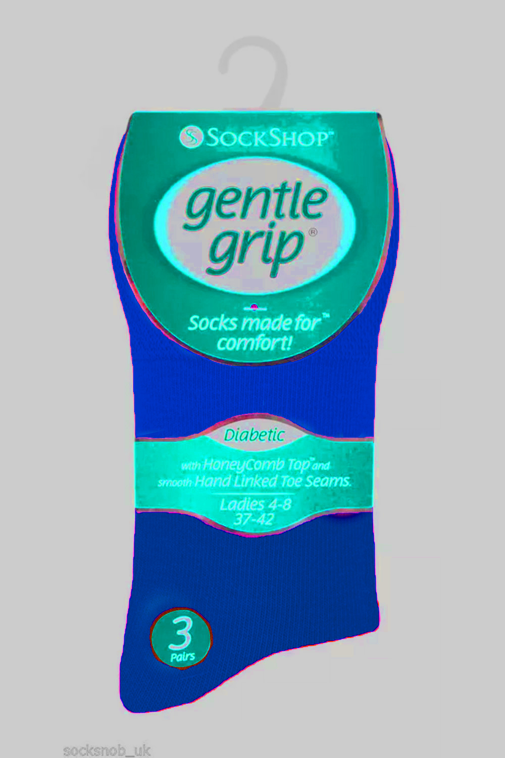 Ladies Blue Gentle Grip Diabetic Soft Top Cotton Rich Socks
