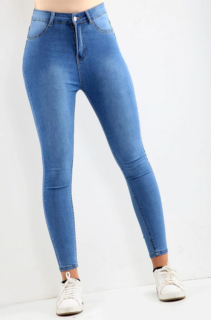 Ladies High Waisted Blue Jeans
