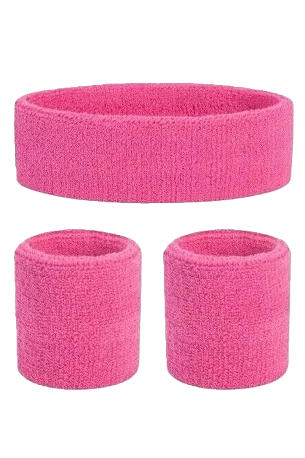 Ladies Pink 80s Style Sports Gym Wristband + Headband