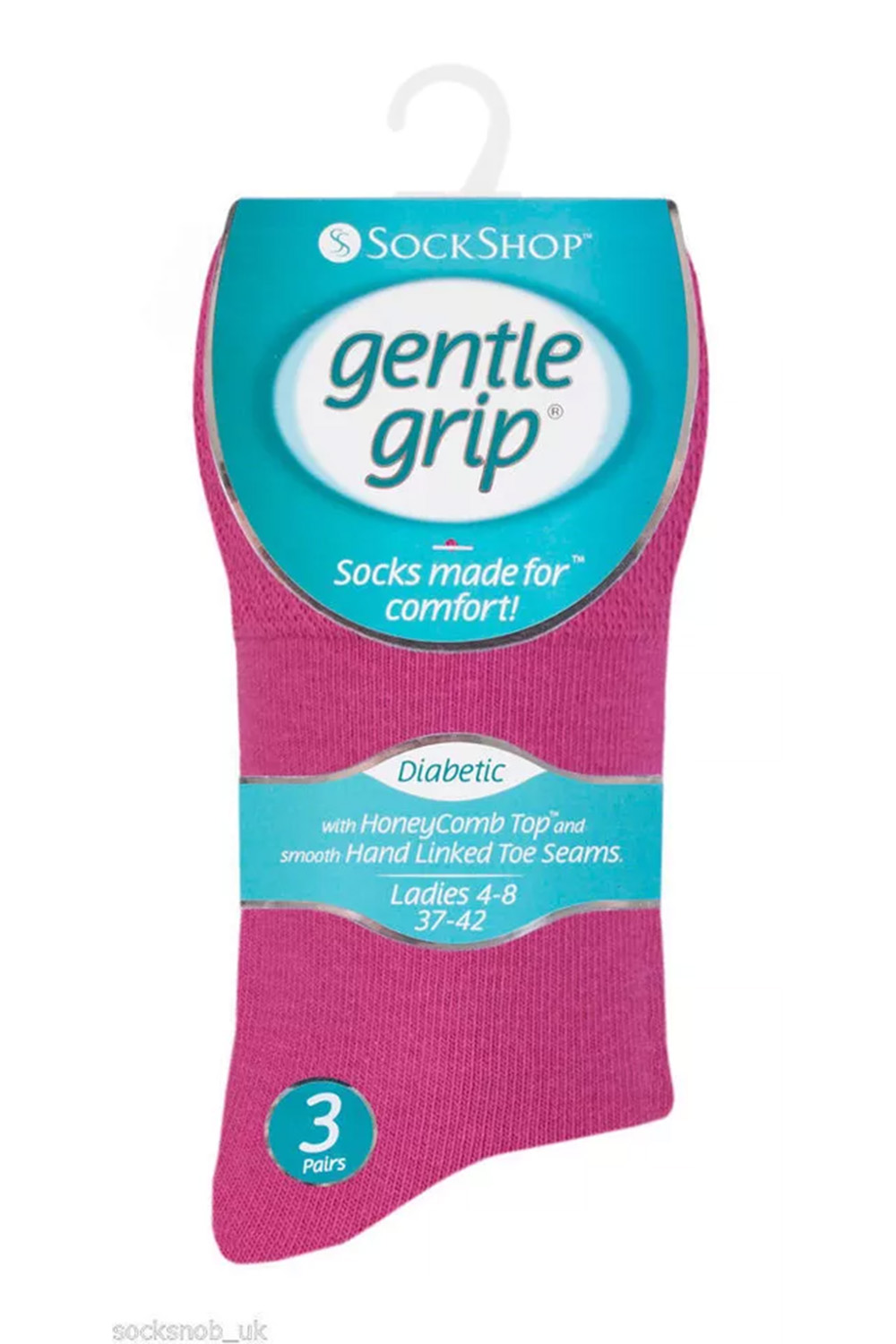 Ladies Pink Gentle Grip Diabetic Soft Top Cotton Rich Socks