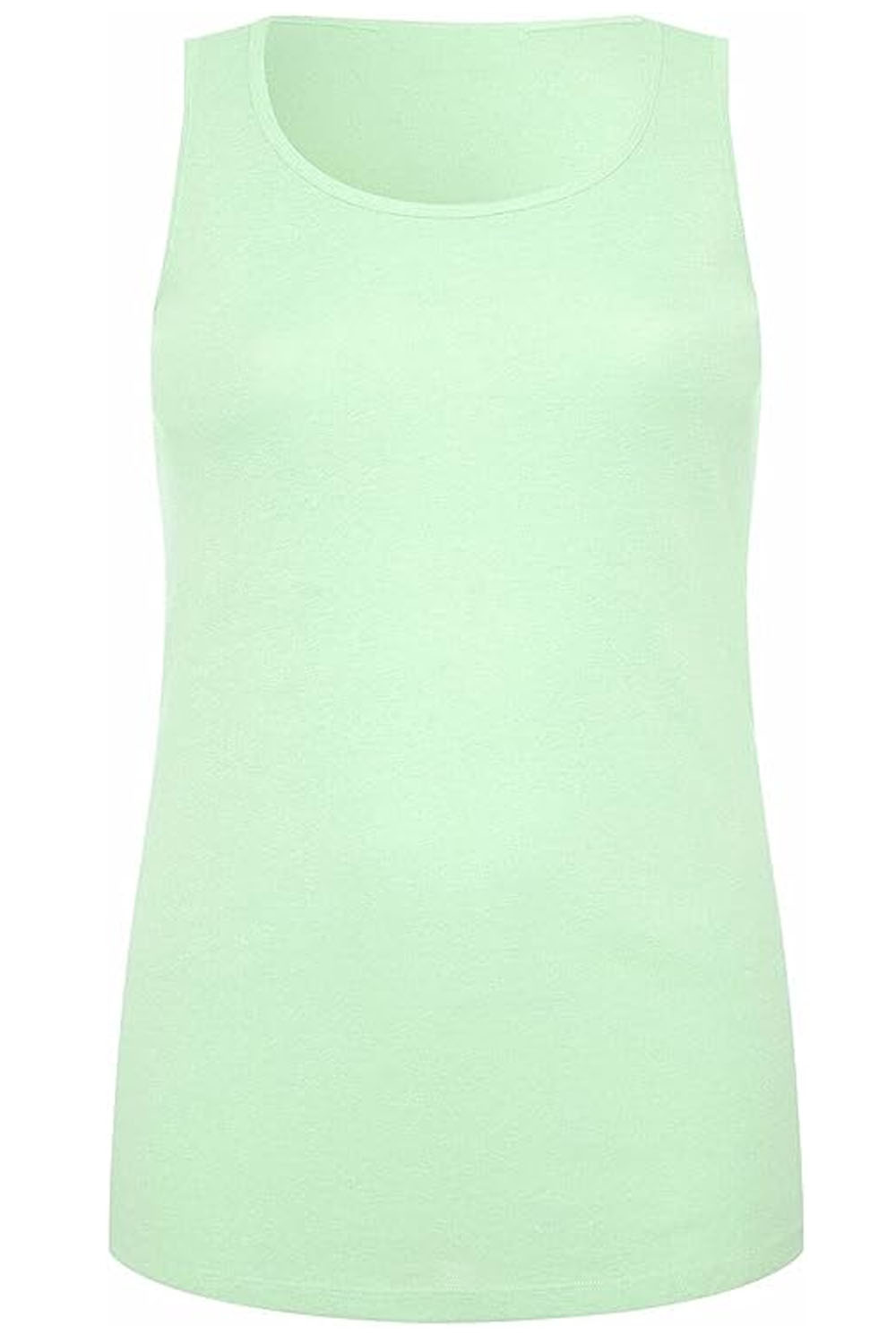 Ladies Plus Size Plain Rib Vest Top UK Size 14 to 28 Mint Green