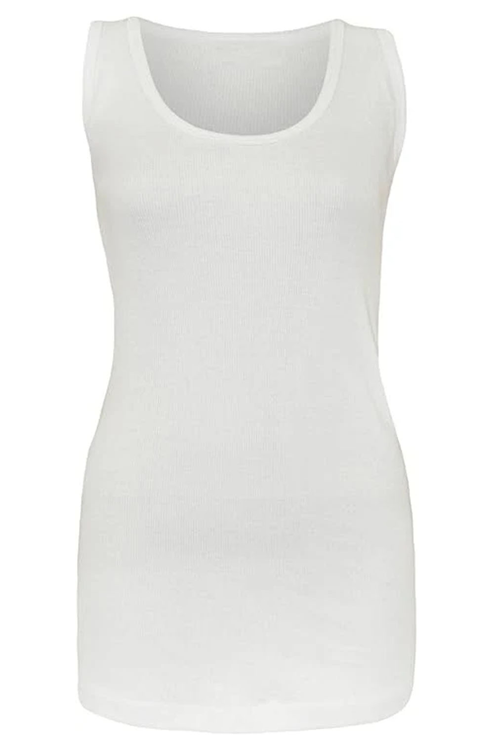 Ladies Plus Size Plain Rib Vest Top UK Size 14 to 28 White