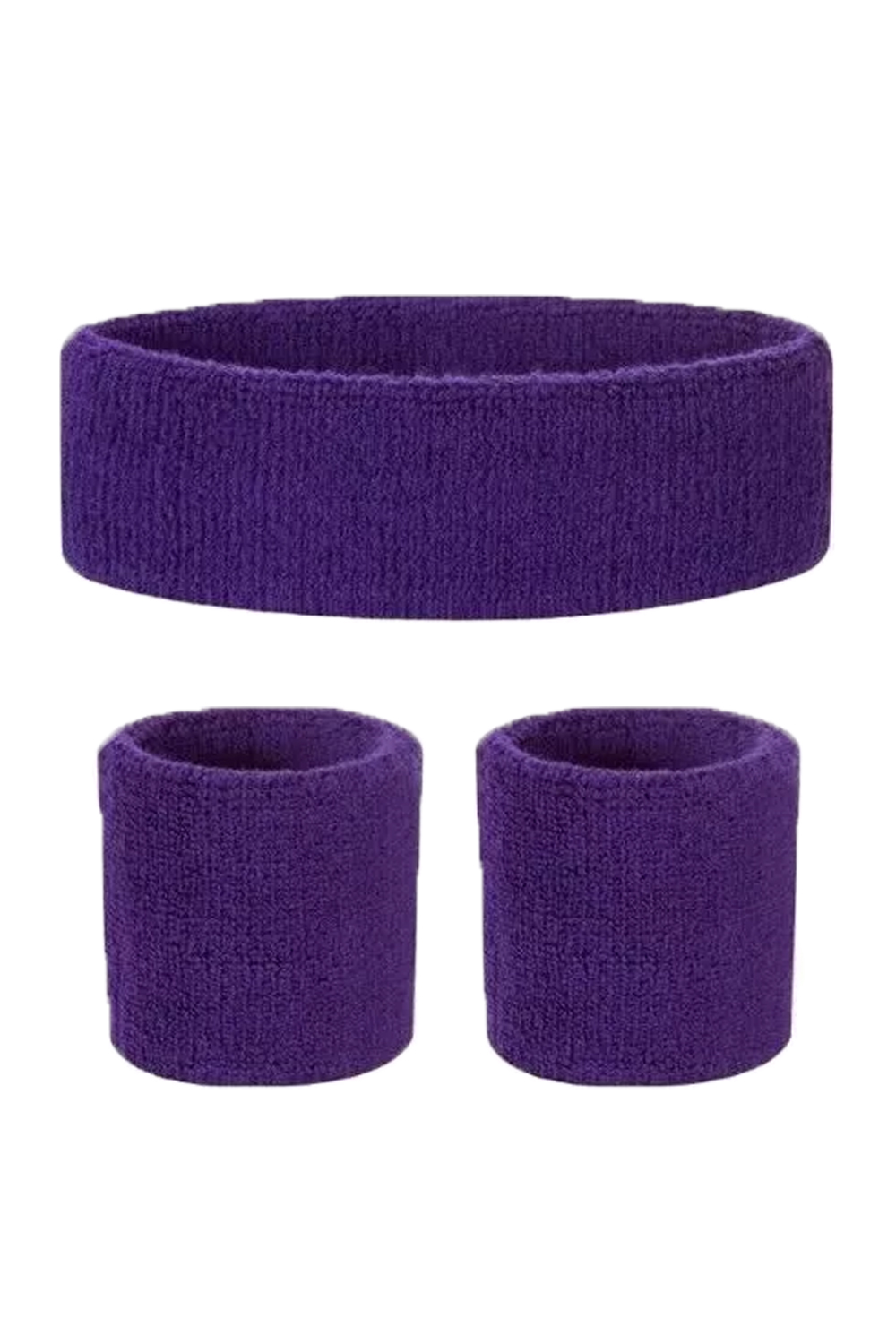 Ladies Purple 80s Style Sports Gym Wristband + Headband