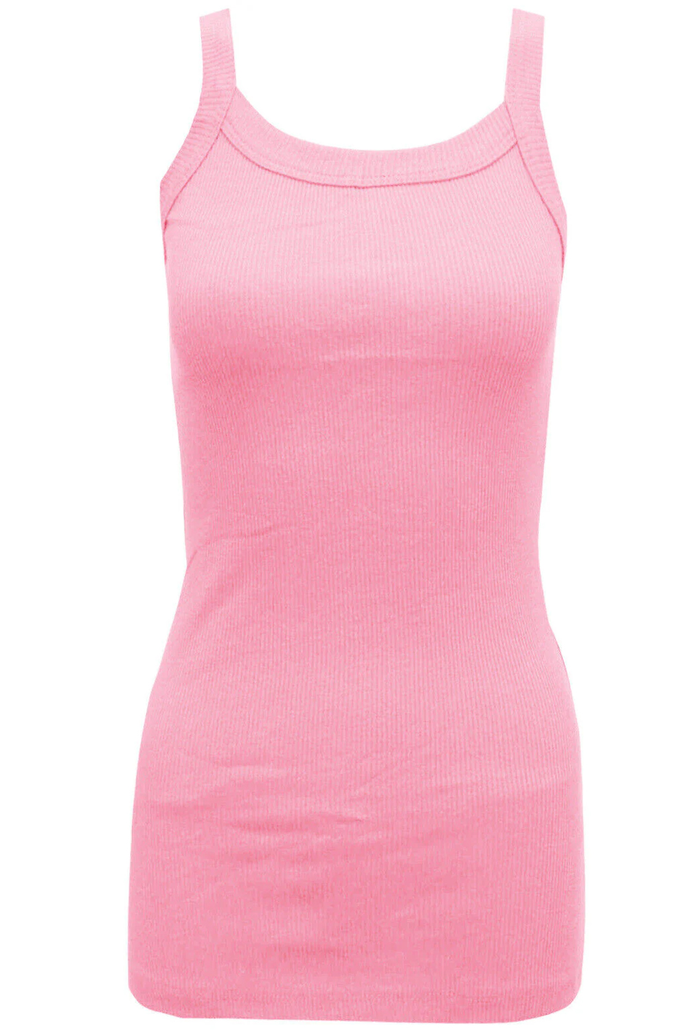 Ladies Strappy Rib Vest Plain Stretchy Ribbed Vest Top Ash Rose