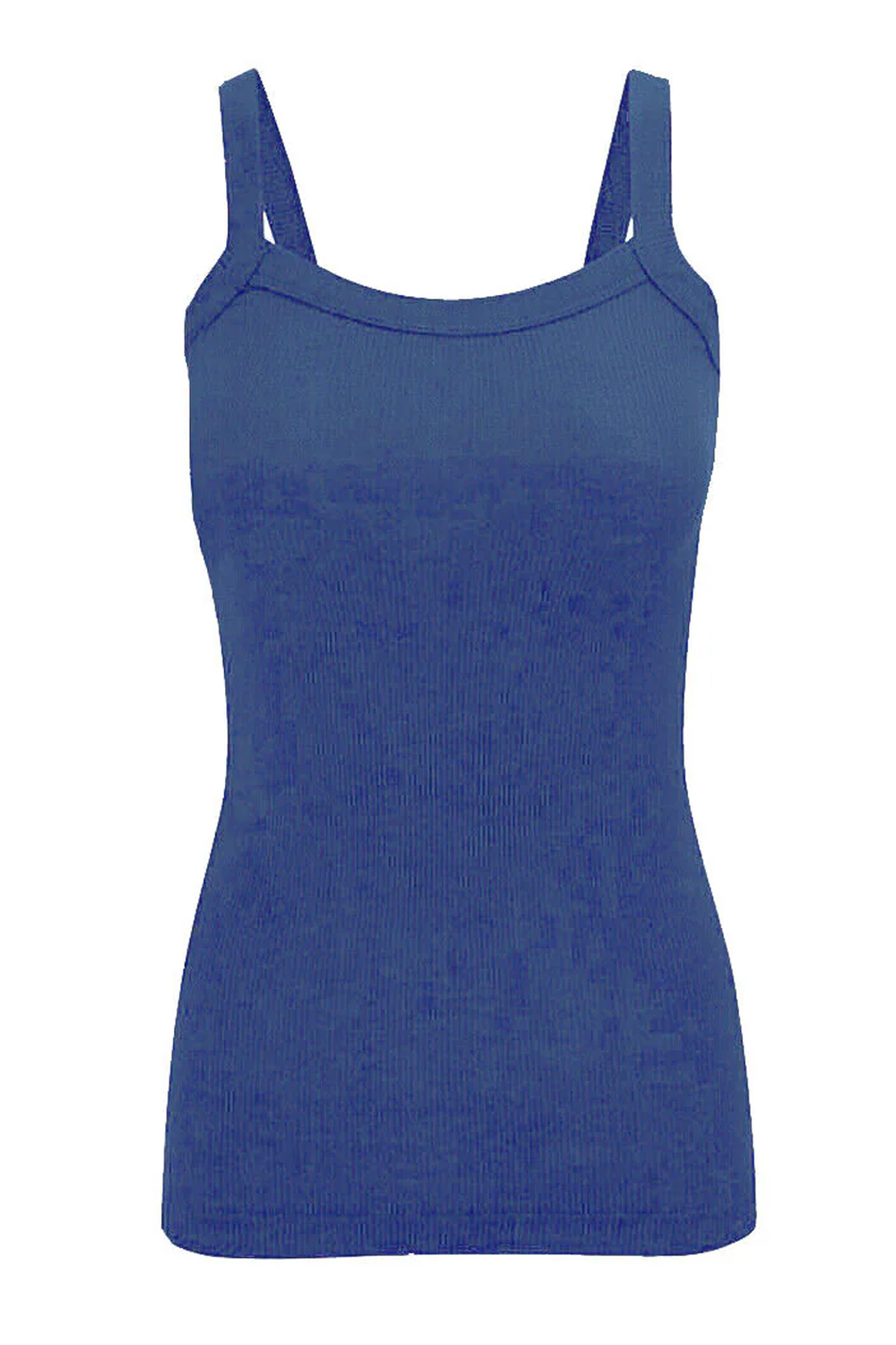 Ladies Strappy Rib Vest Plain Stretchy Ribbed Vest Top Turquoise Blue
