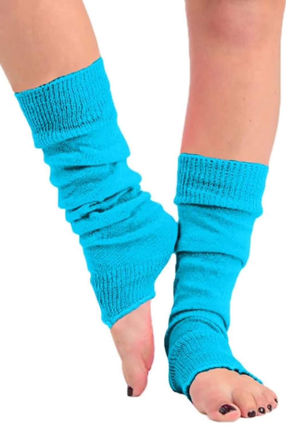 Ladies Turquoise Stylish Acrylic Leg Warmers for 80s Parties