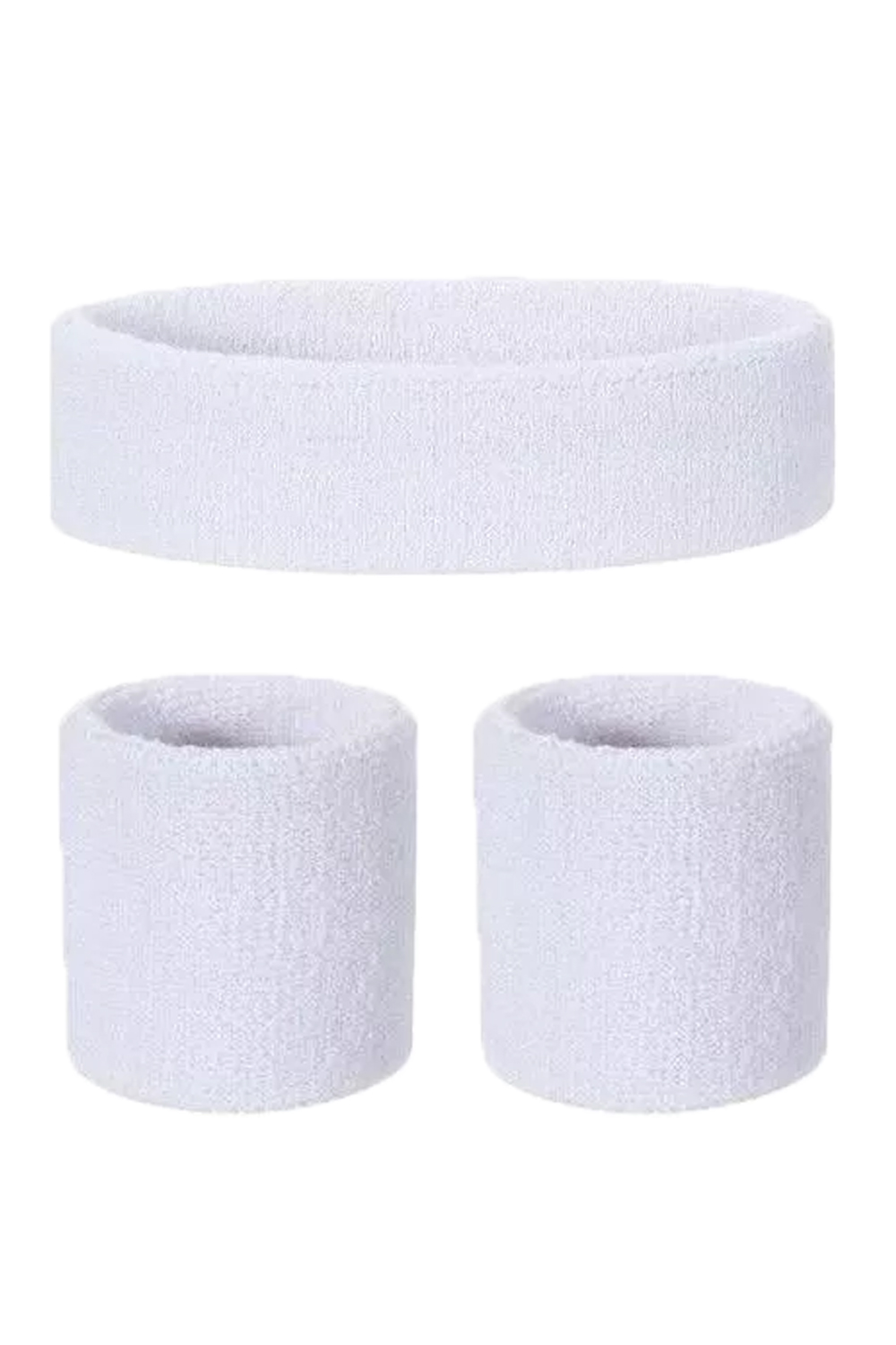 Ladies White 80s Style Sports Gym Wristband + Headband