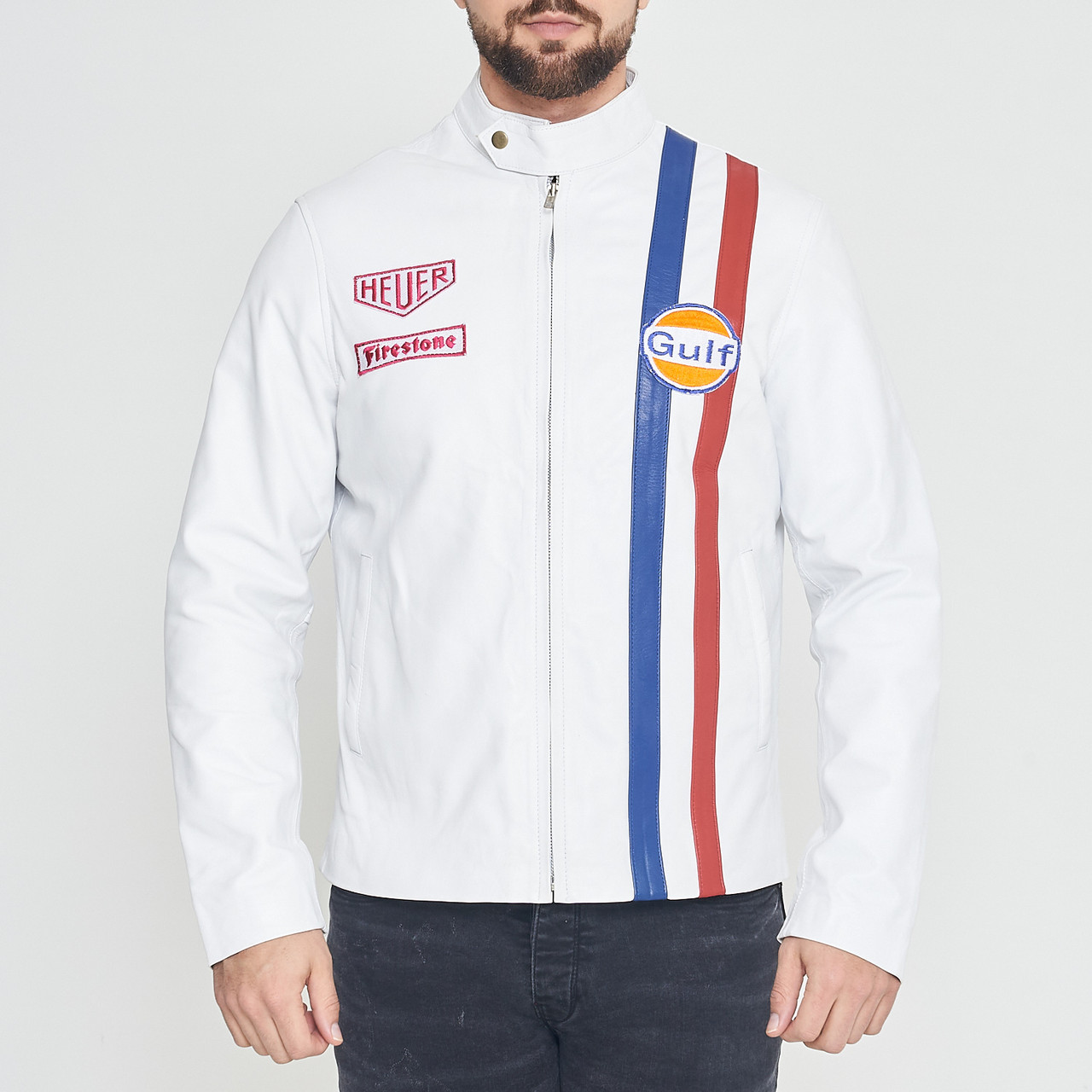 Le Mans Steve McQueen White Leather Jacket