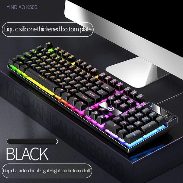 LED hybrid Backlit Mechanical Keyboard 104key Water Resistant Black/ White/ Blue/ Pink/ Purple / Mixed colours