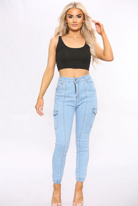 Light Blue Cargo Denim Jeans