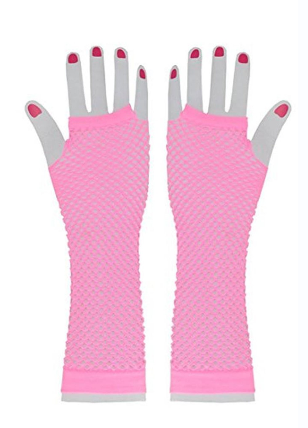Wickedfun Light Pink Long Fishnet Gloves 