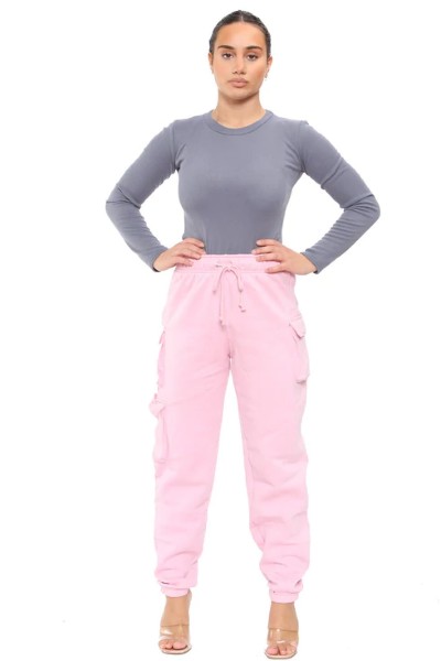Light Pink Women Cargo Bottom Trouser