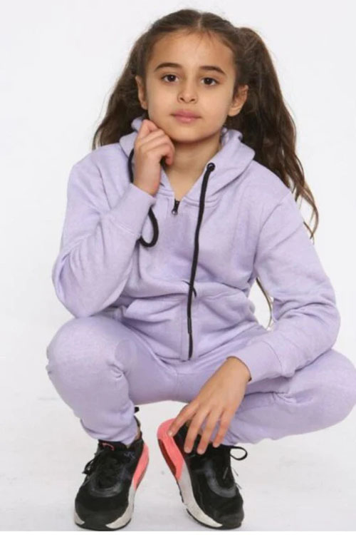 Lilac Girls and boy plain zip tracksuit