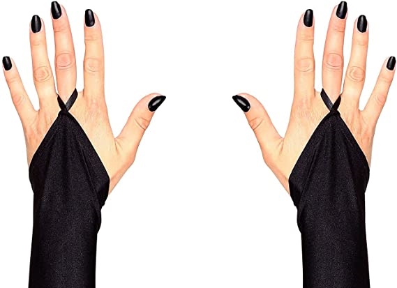 Wickedfun Short Fingerless Black Satin Gloves