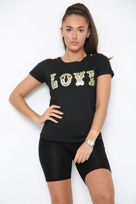 Love and Buttons T Shirt