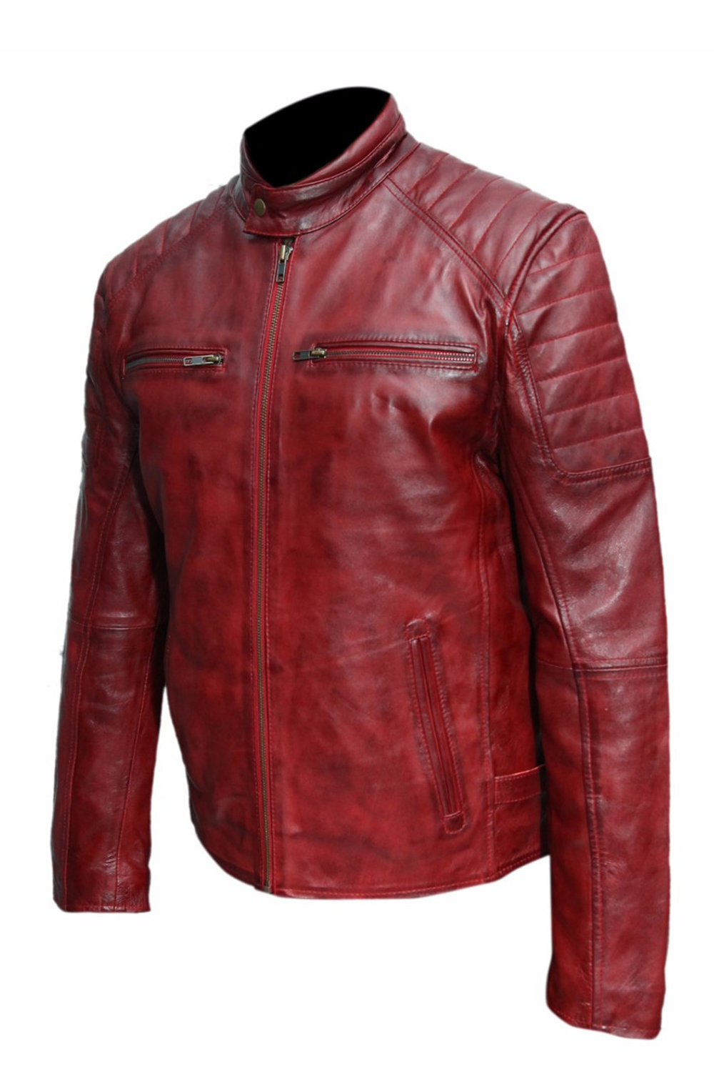 Maroon Sheep Wax Biker Leather Jacket