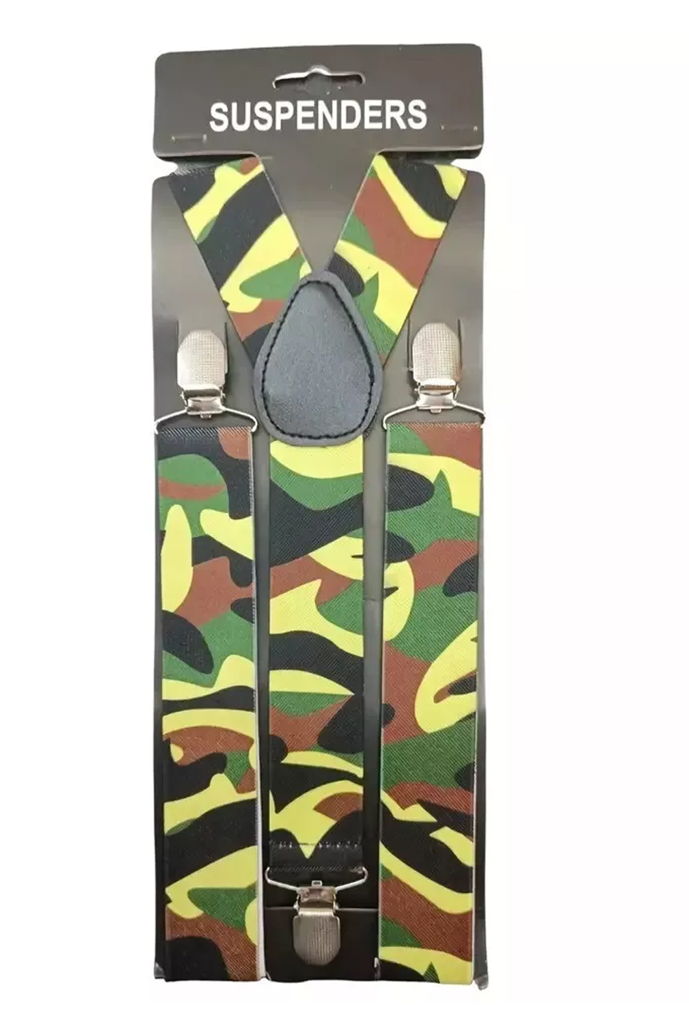 Men Camo Print Adjustable Elasticated 25mm Heavy Duty Clip On Suspender