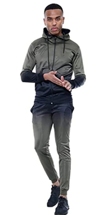 Men Casual 3D Gradient Zipper Hoodie Tracksuit