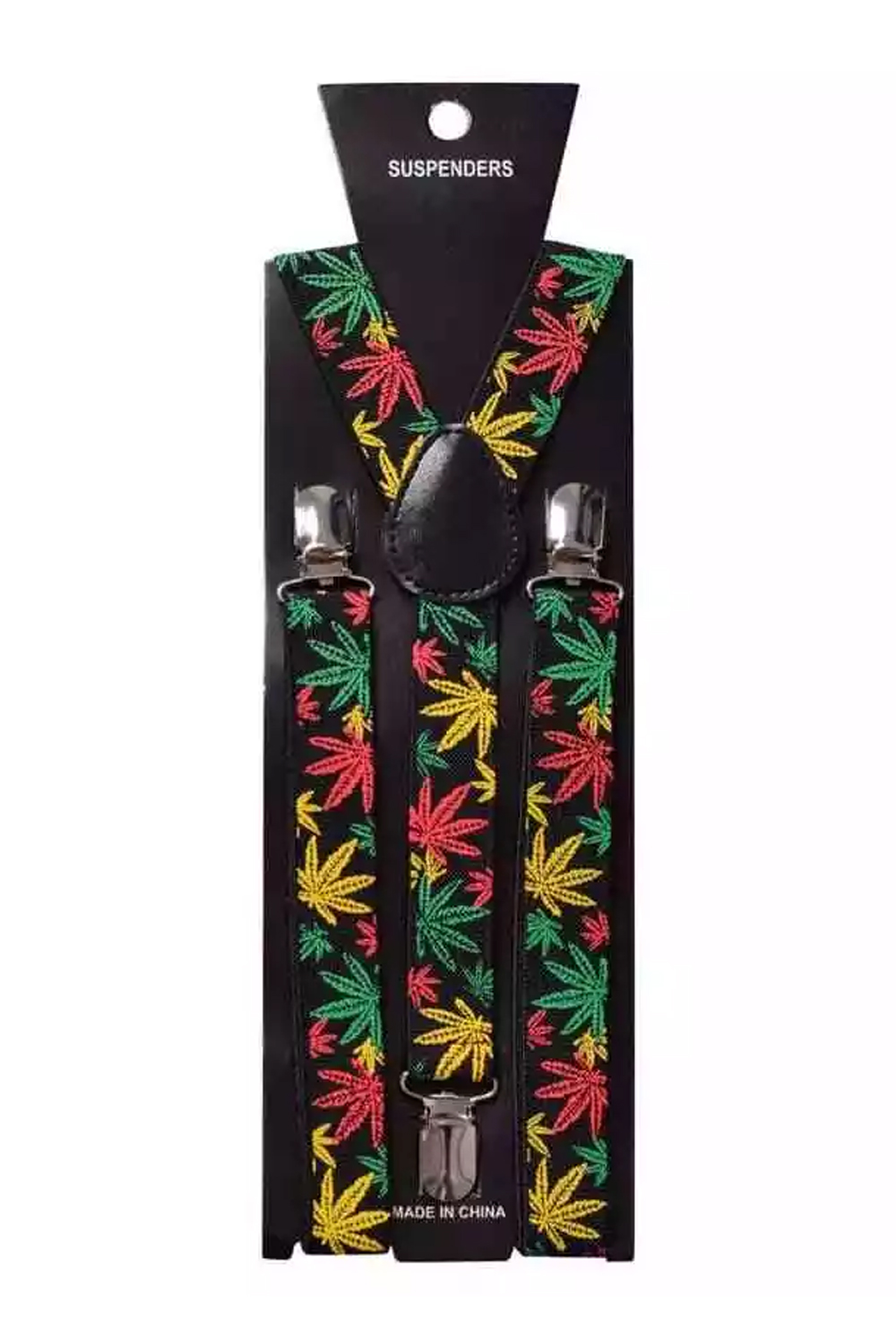 Men Color Ganja Print Adjustable Elasticated 25mm Heavy Duty Clip On Suspender
