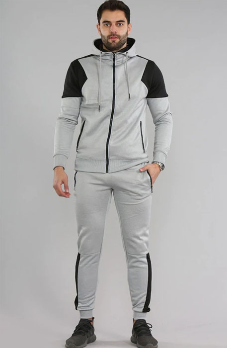 Men Contrast Panel Fleece Tracksuit