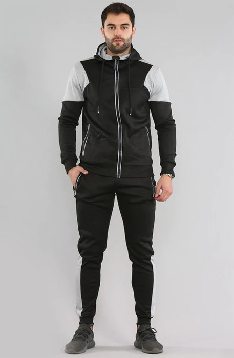 Men Contrast Panel Fleece Tracksuit