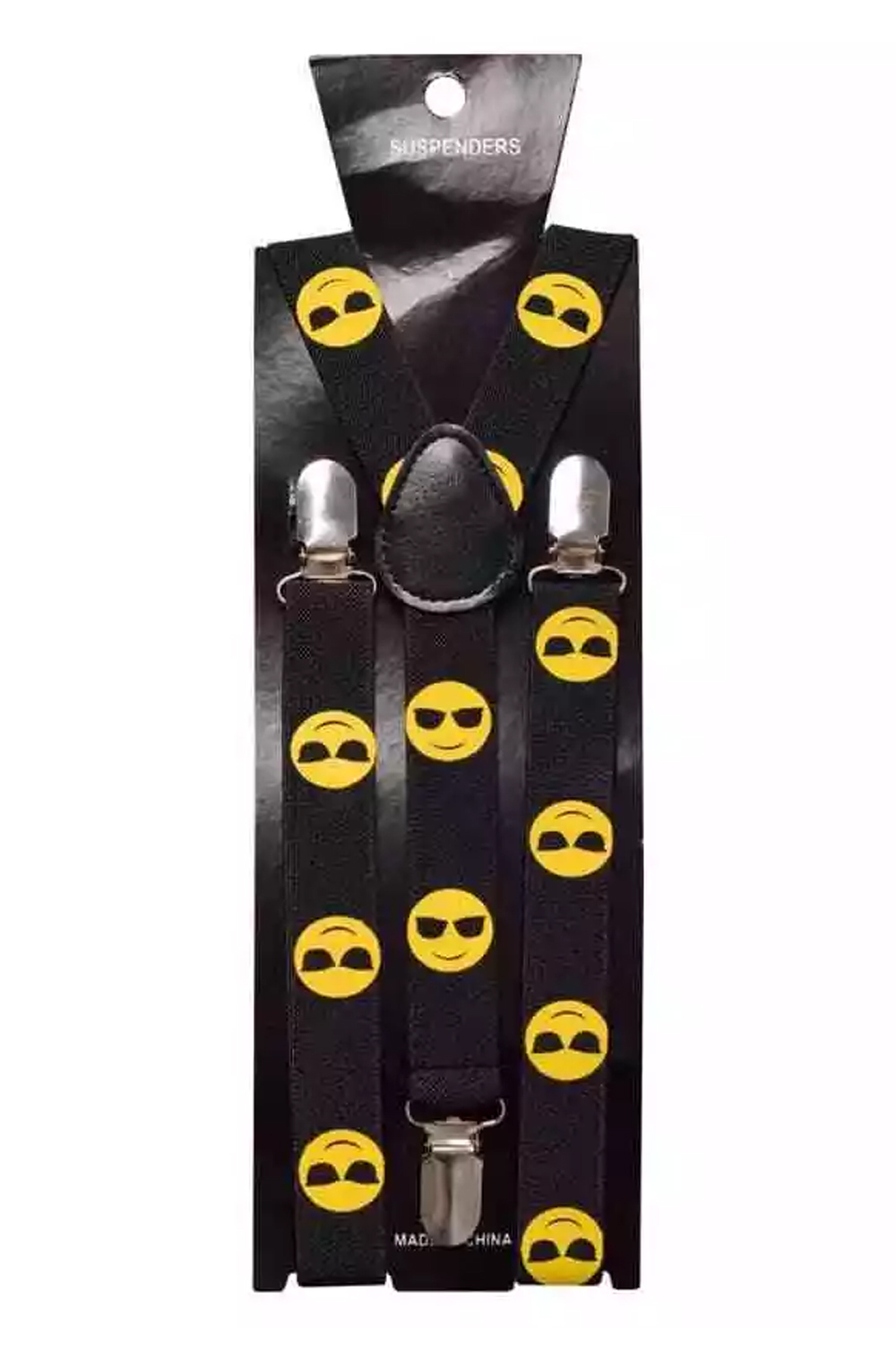 Men Handsome Emoji Adjustable Elasticated 25mm Heavy Duty Clip On Suspender