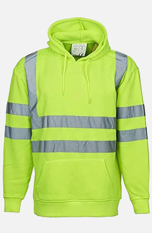 Men Hi Vis Reflective Pullover Hoodie yellow
