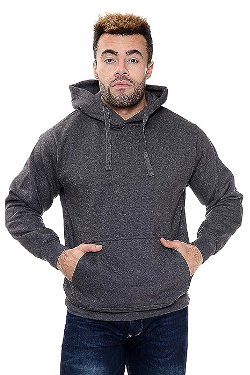 Men Hooded Fleece Sweatshirt Pullover Plain Hoodie Top Jumper Size S to 5XL Charcoal