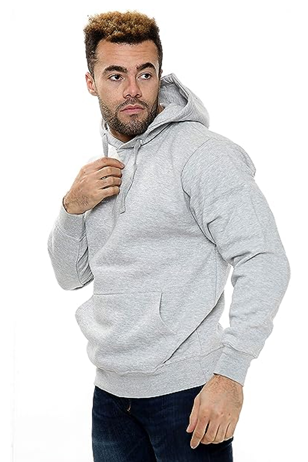 Men Hooded Fleece Sweatshirt Pullover Plain Hoodie Top Jumper Size S to 5XL Grey