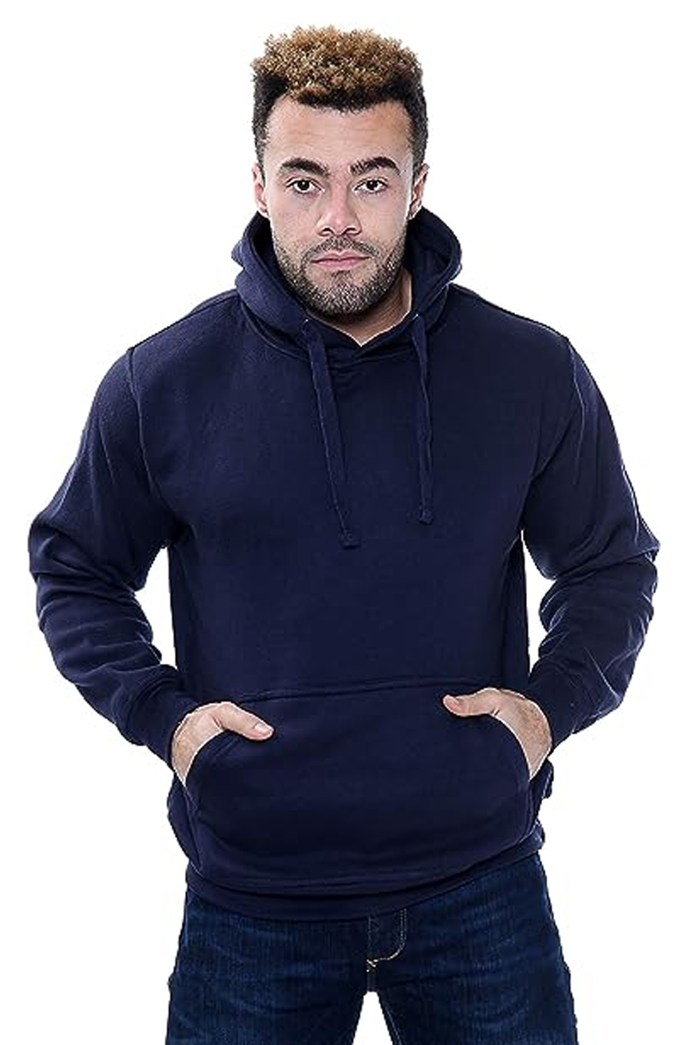 Men Hooded Fleece Sweatshirt Pullover Plain Hoodie Top Jumper Size S to 5XL Navy