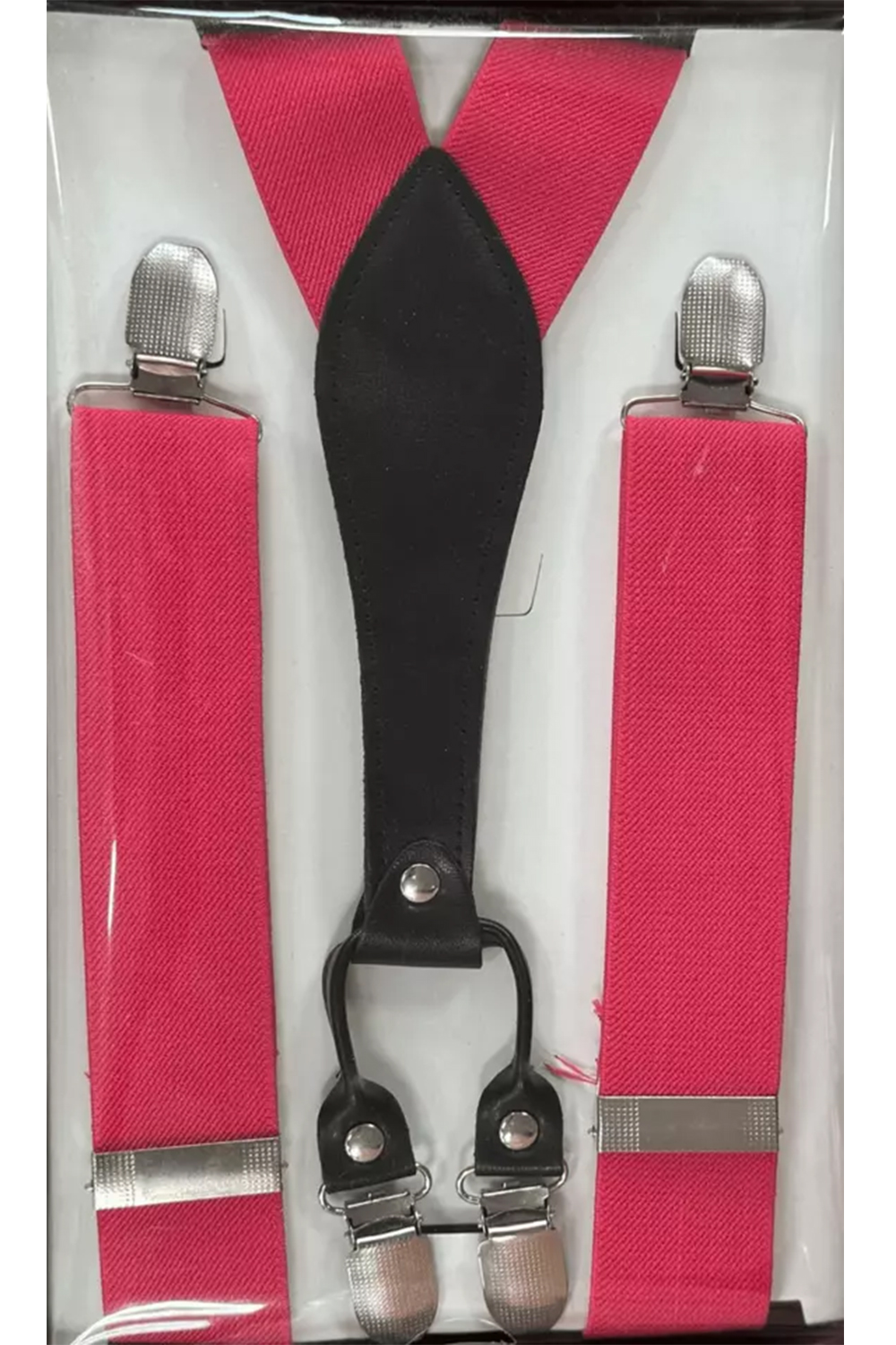 Men Hot Pink Y-back Braces Clip-On Adjustable Suspenders
