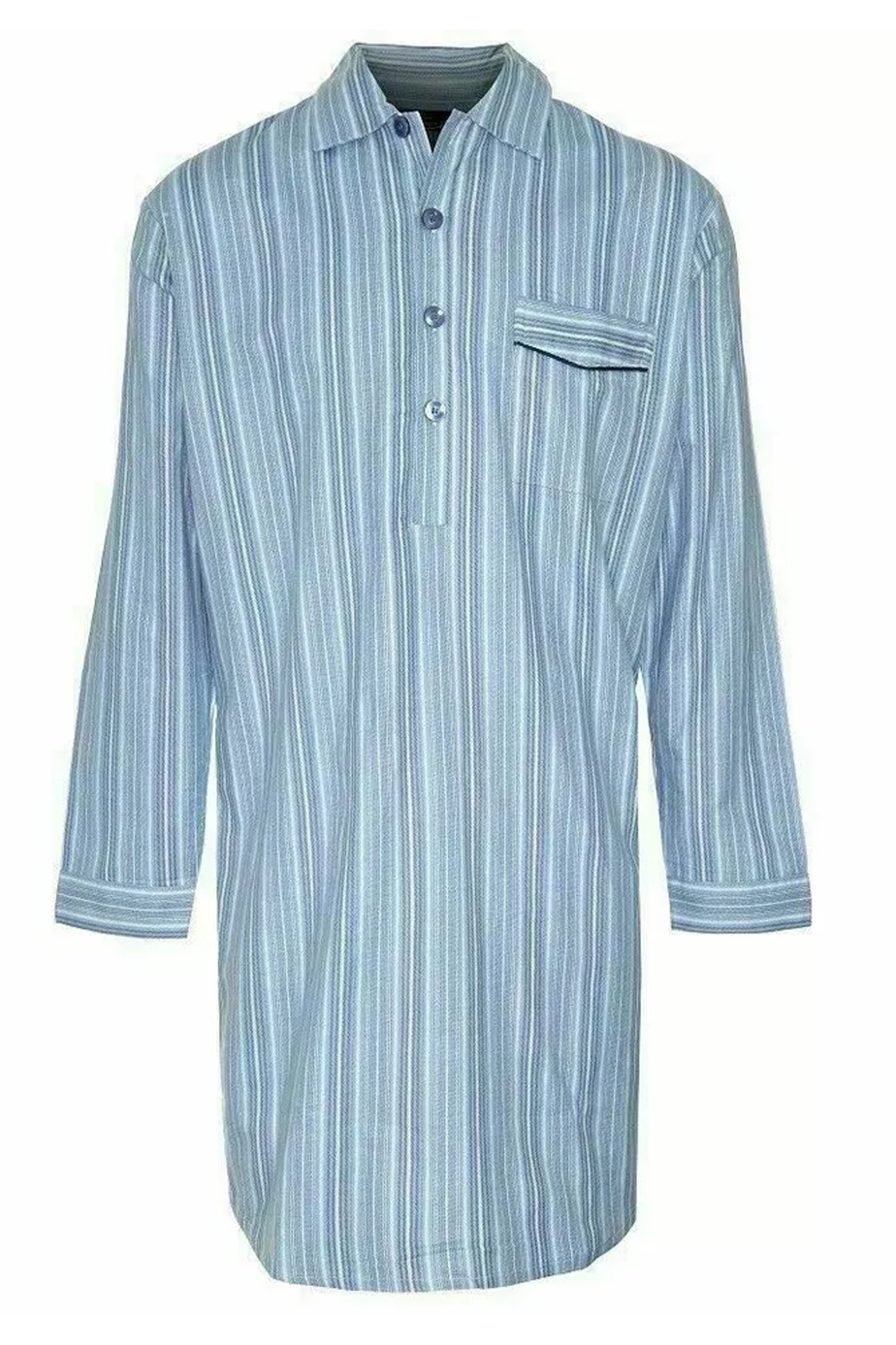 Men Light Stripe Harrow Brushed Cotton Striped Nightshirt Pajama Set