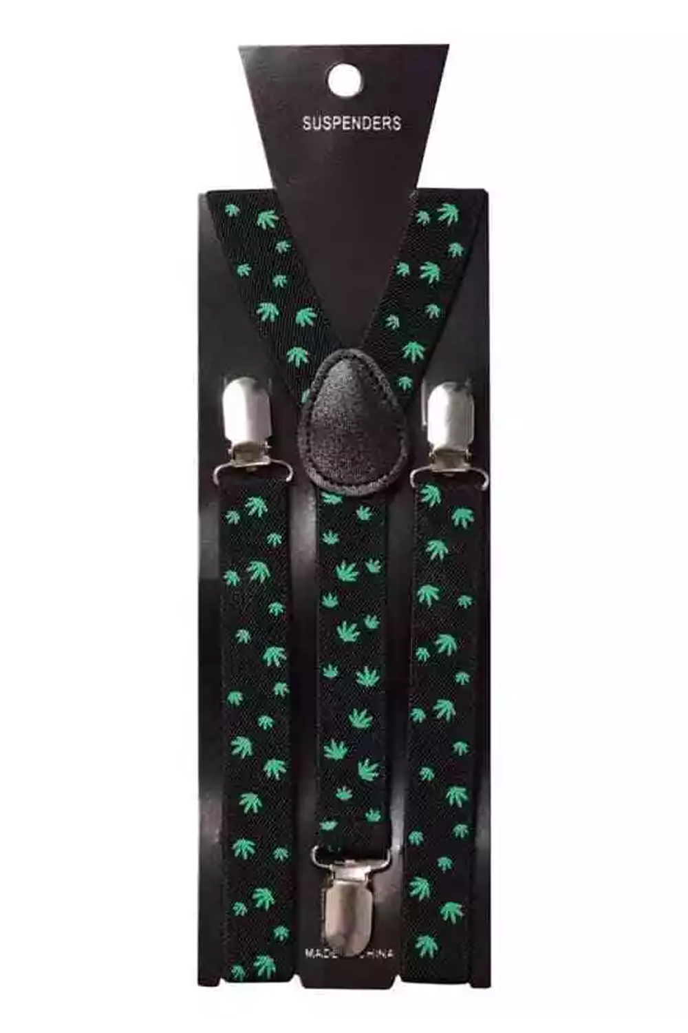 Men Mini Ganja Print Adjustable Elasticated 25mm Heavy Duty Clip On Suspender