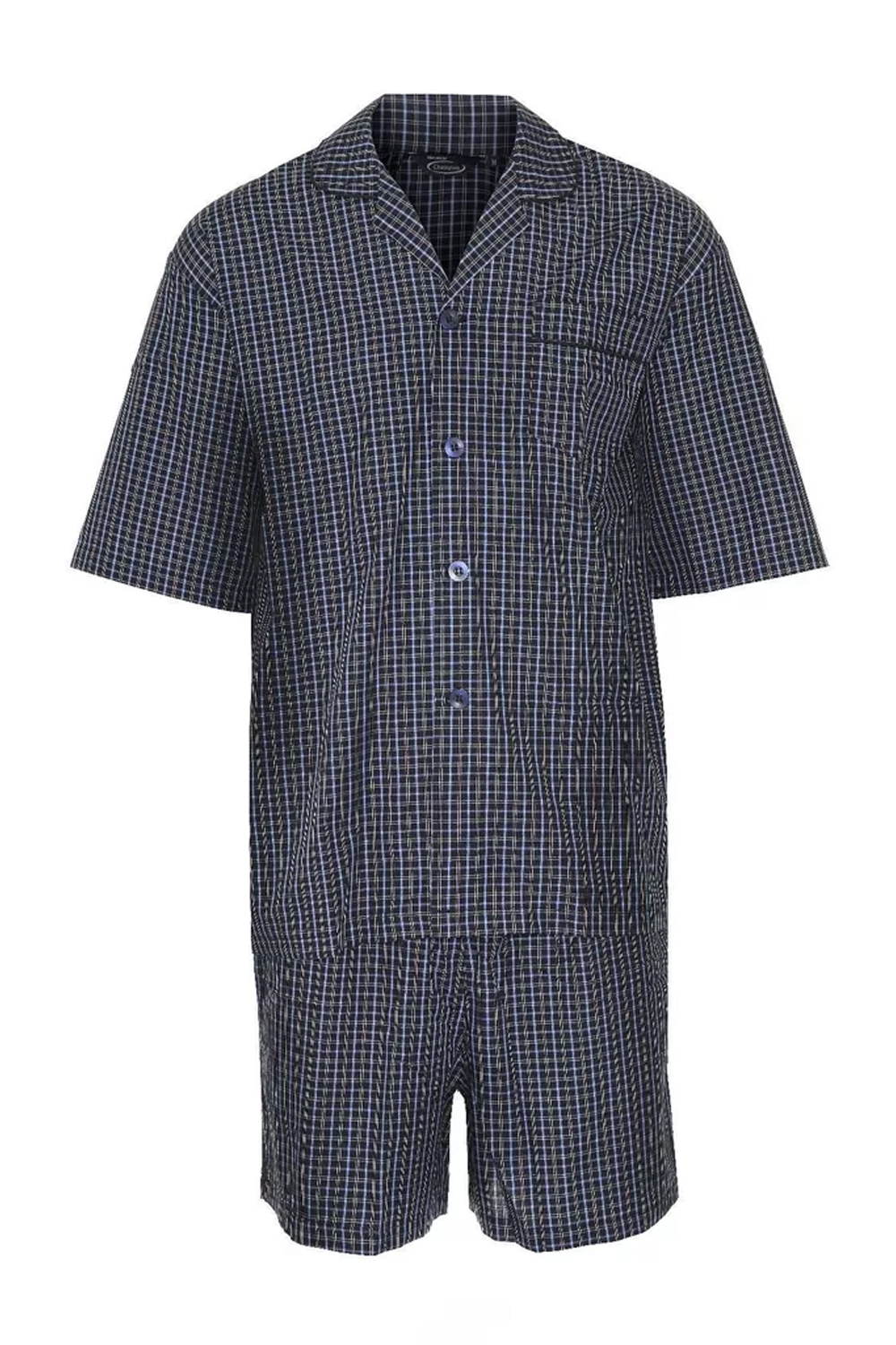 Men Navy Luxury Summer Short Sleeve Pajama Set
