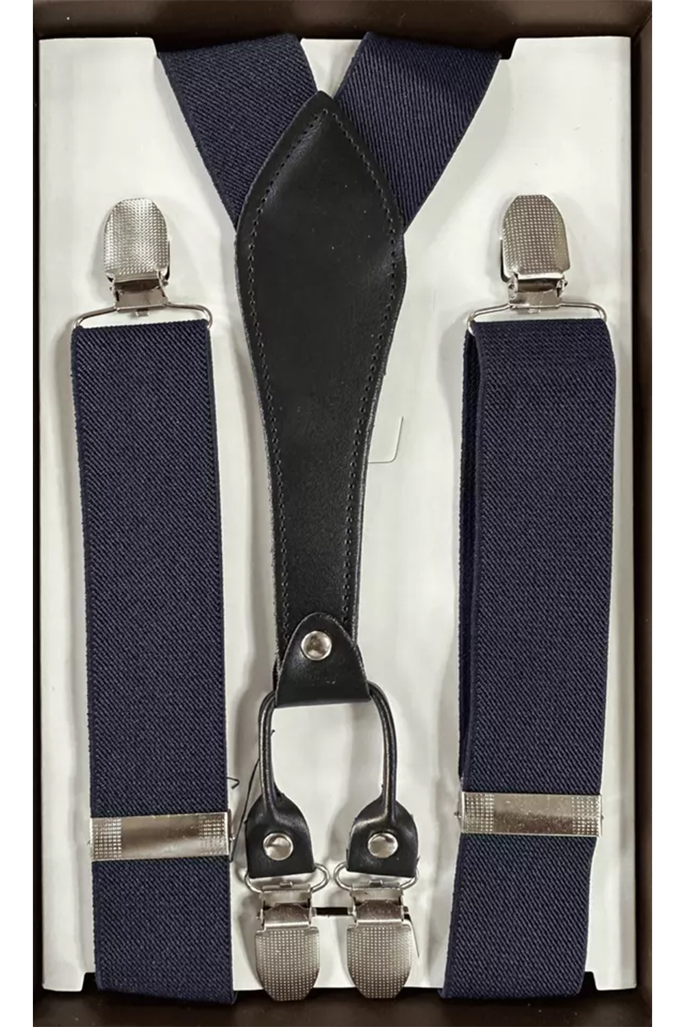 Men Navy Y-back Braces Clip-On Adjustable Suspenders