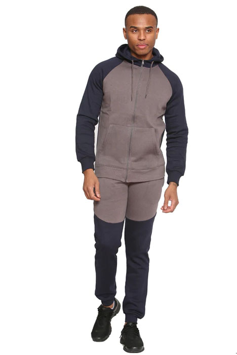 Men Plain Zipper Hoodie Warm Tracksuit