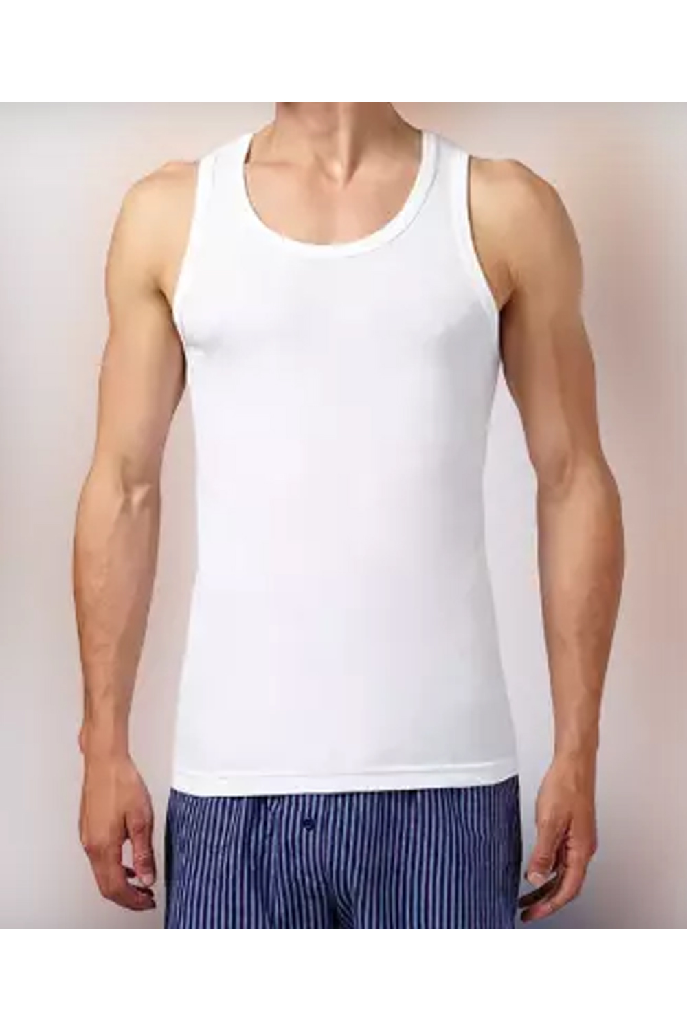 Men Summer White 100% Cotton Jersey Gym Tank