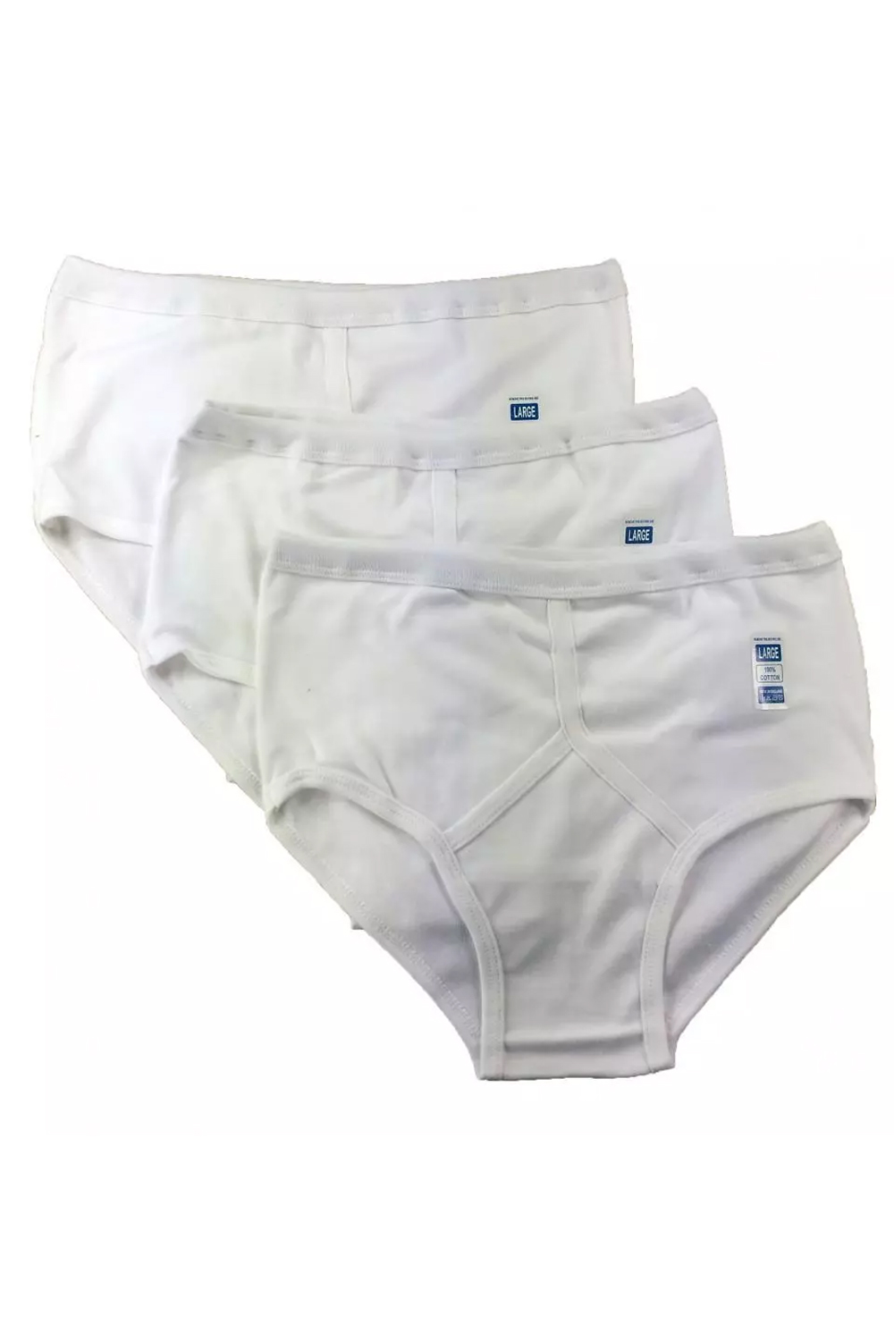 Men White 100% Cotton Y-Fronts Underpants