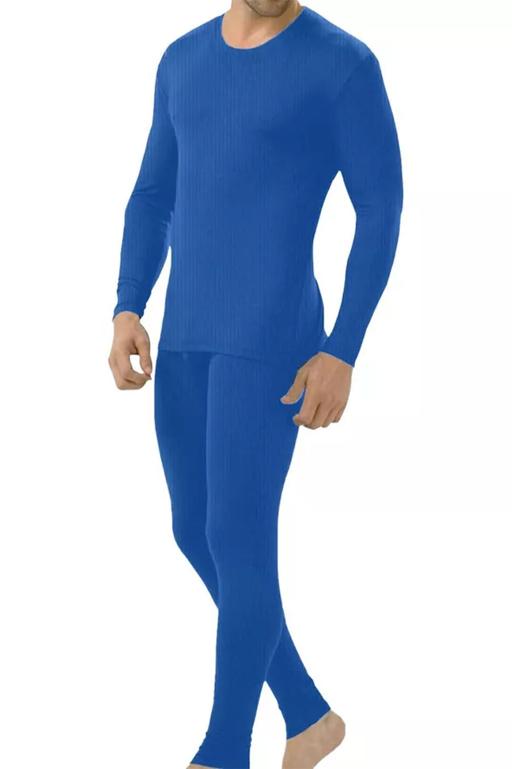 Mens Blue Long Johns Full Sleeve Thermal Underwear Baselayer Set
