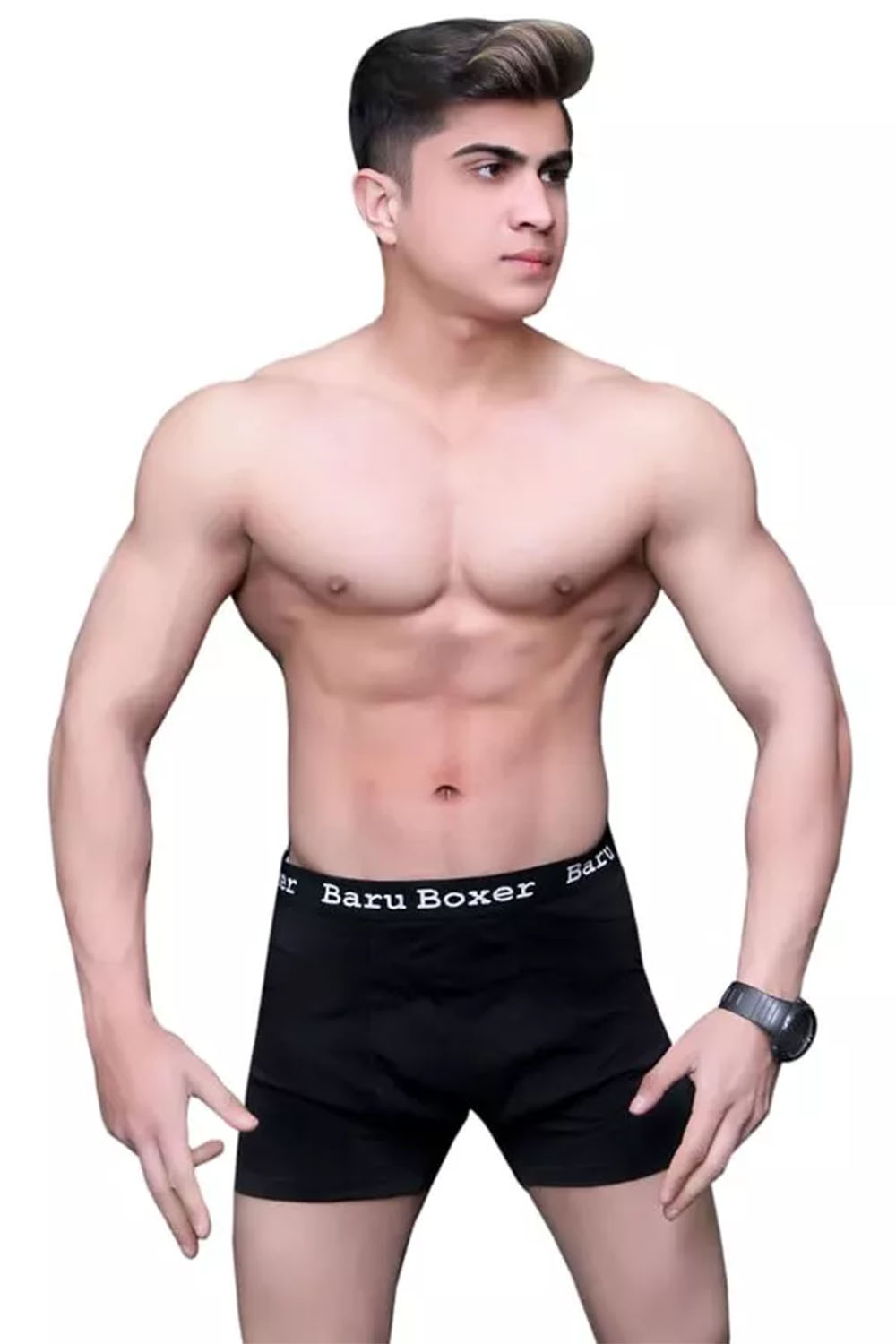 Mens cotton black underwear boxer with trunk (PACK OF 3)