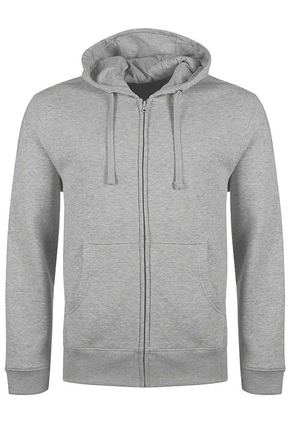 Mens Fleece Hooded Zip Plain Sweatshirt Top Sizes S to 5XL Grey