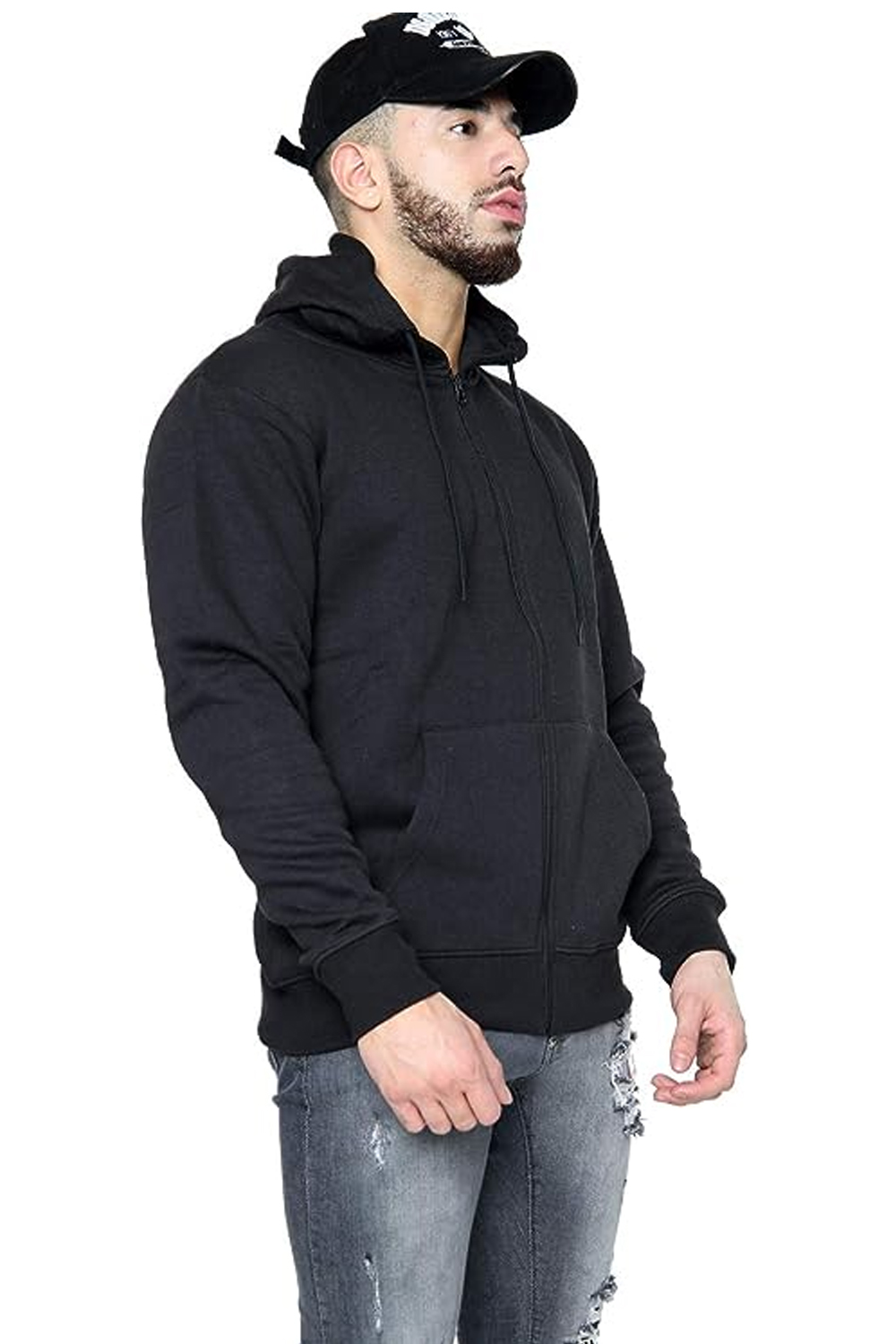Mens Fleece Hooded Zip Plain Sweatshirt Top Sizes S to 5XL