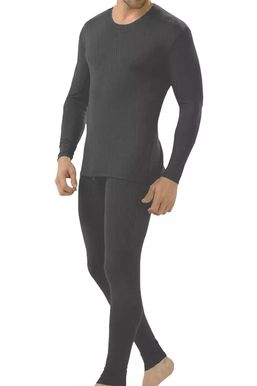 Mens Grey Long Johns Full Sleeve Thermal Underwear Baselayer Set