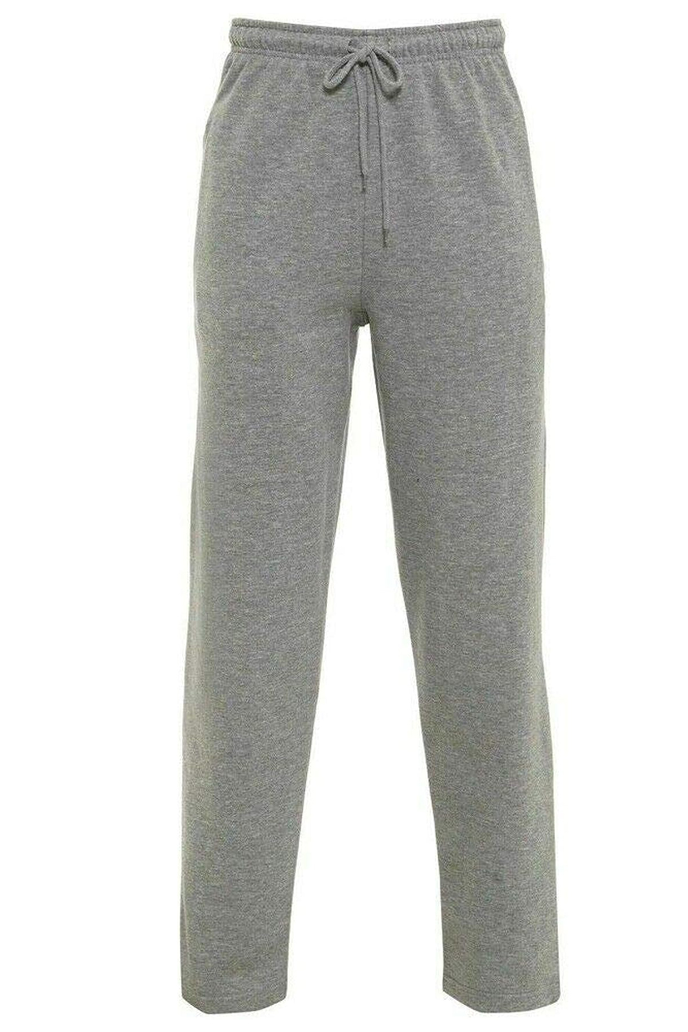Mens Open Hem Terry Fleece Jogging Bottom Sweatpants with Pockets UK Size S to 5XL Grey