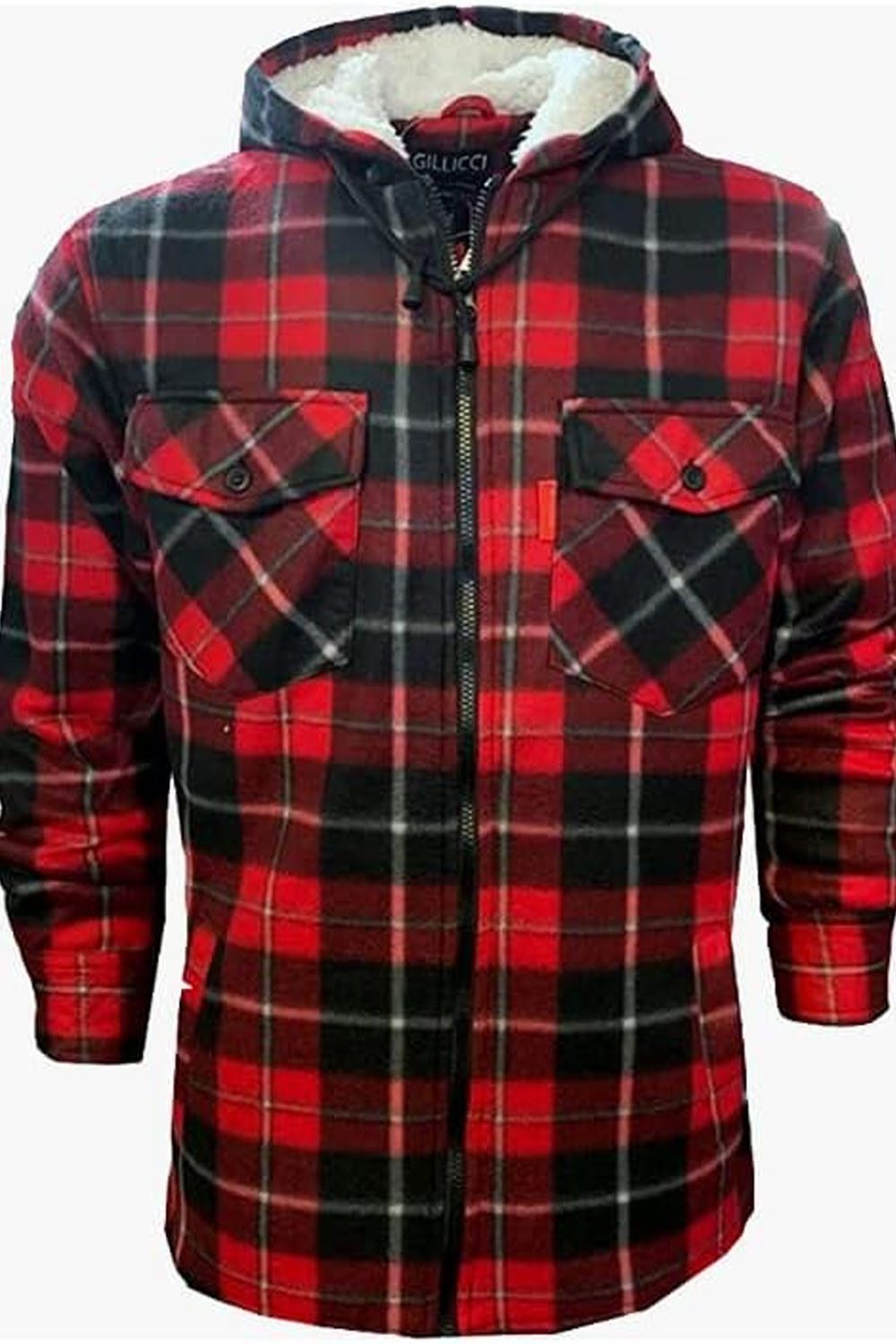 Mens Padded Lumberjack Sherpa Fur Lined Hooded Check Jacket Size S to 5XL Red