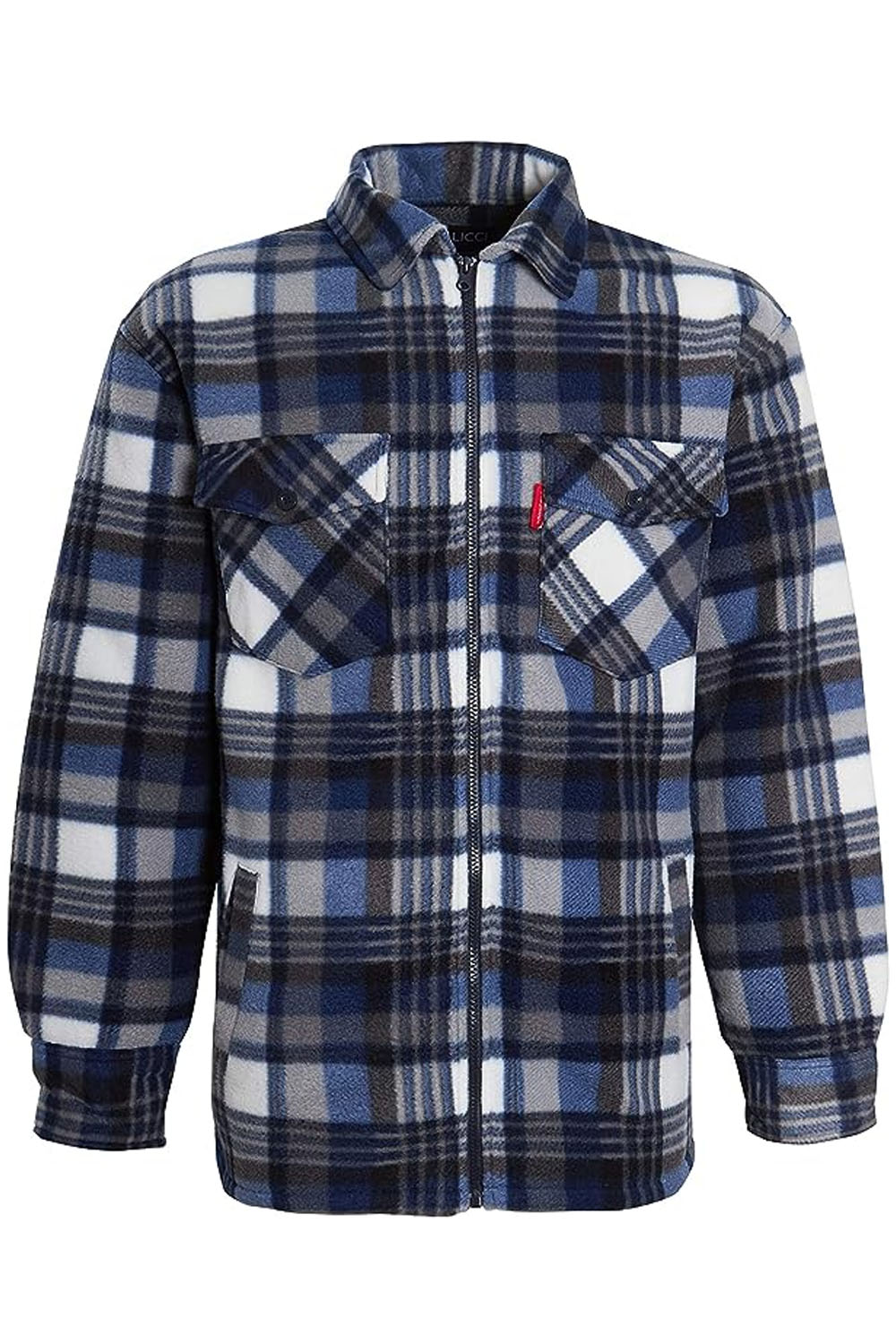 Mens Padded Lumberjack Sherpa Fur Lined Jacket Shirt UK S to 5XL Blue