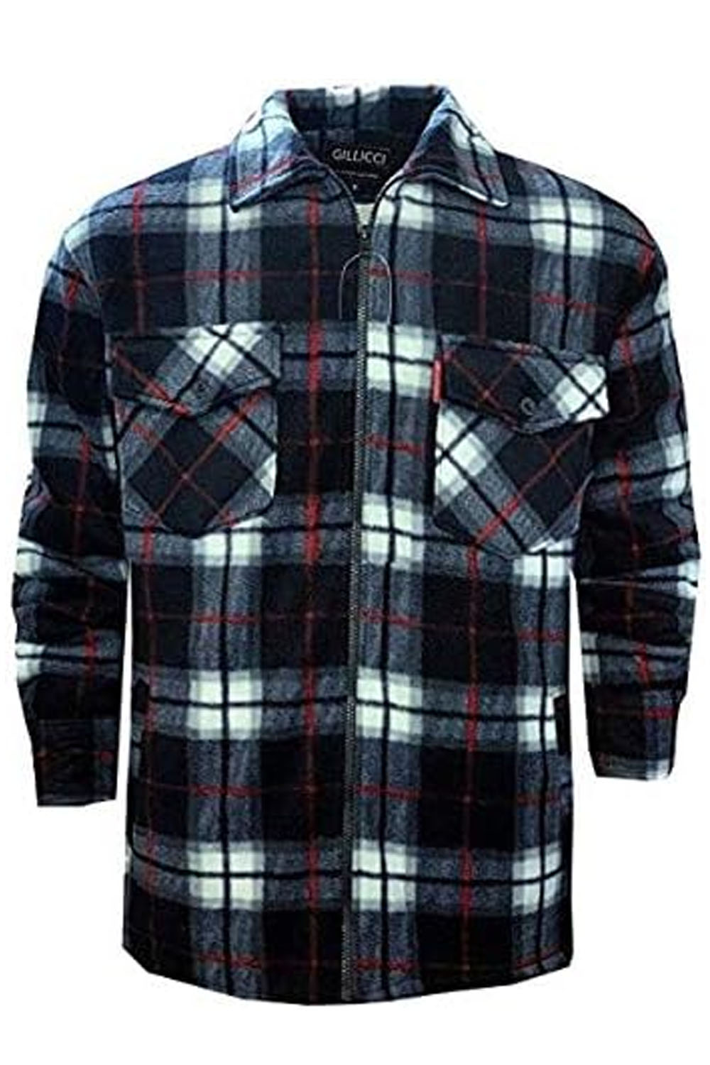 Mens Padded Lumberjack Sherpa Fur Lined Jacket Shirt UK S to 5XL Grey