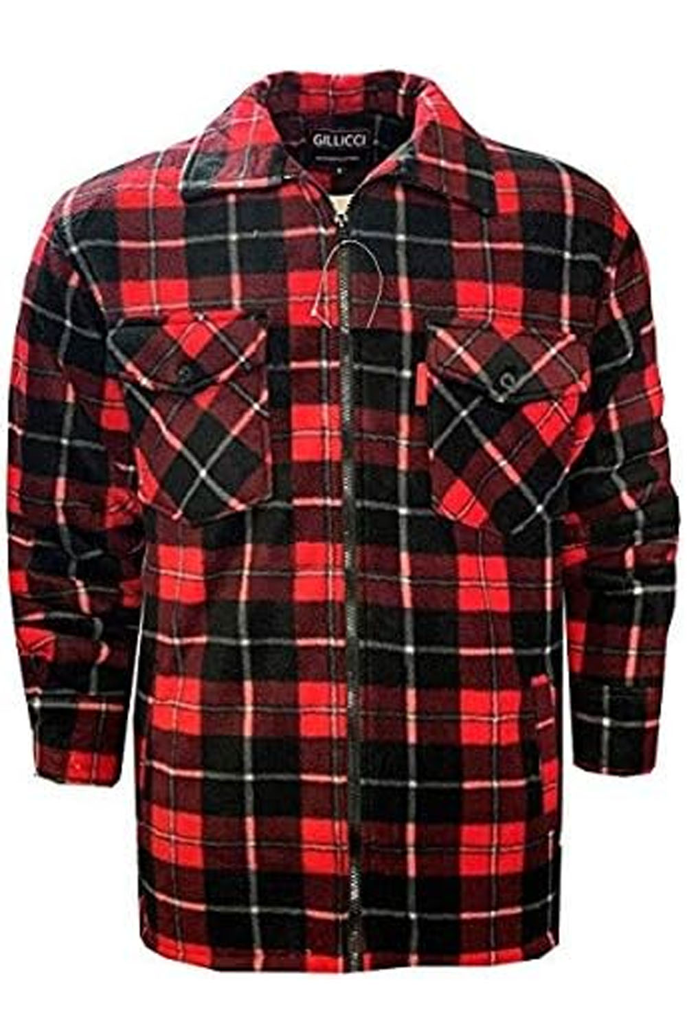 Mens Padded Lumberjack Sherpa Fur Lined Jacket Shirt UK S to 5XL Red