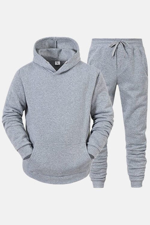 Grey Mens Plain Pullover Tracksuit