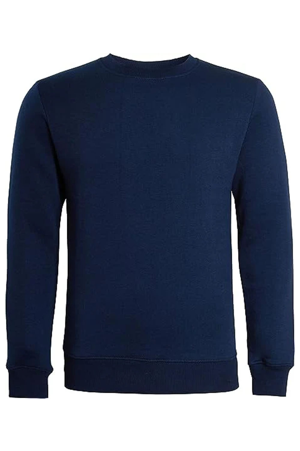 Mens Plain Sweatshirt Fleece Round Neck Jumper Casual Leisure Top Size S to 5XL Navy